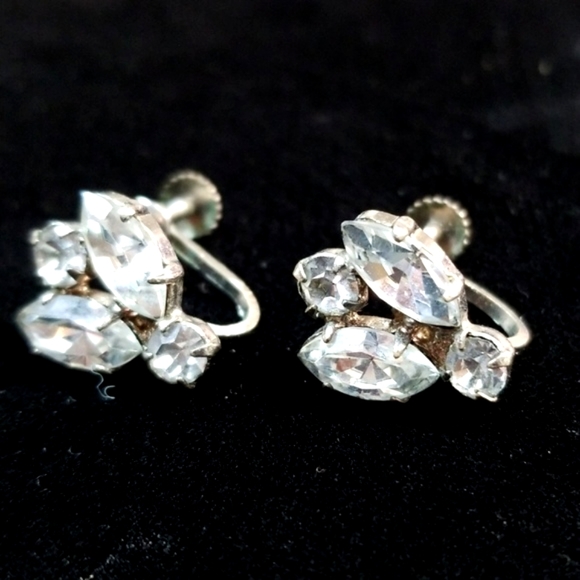 Vintage 1950s Made In Austria Crystal Screw Back Earrings - Picture 11 of 12